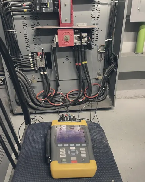 Analizador de calidad de la energía conectado a un tablero principal