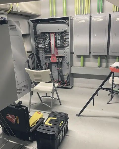Cuarto eléctrico con el equipo de medición instalado